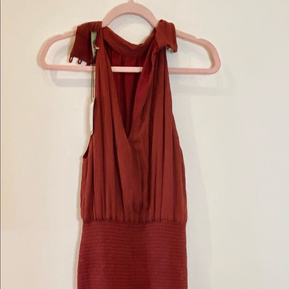 Brand new floor length burnt red halter dress